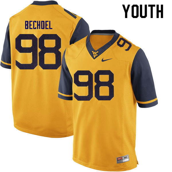 NCAA Youth Leighton Bechdel West Virginia Mountaineers Gold #98 Nike Stitched Football College Authentic Jersey JY23L33TZ